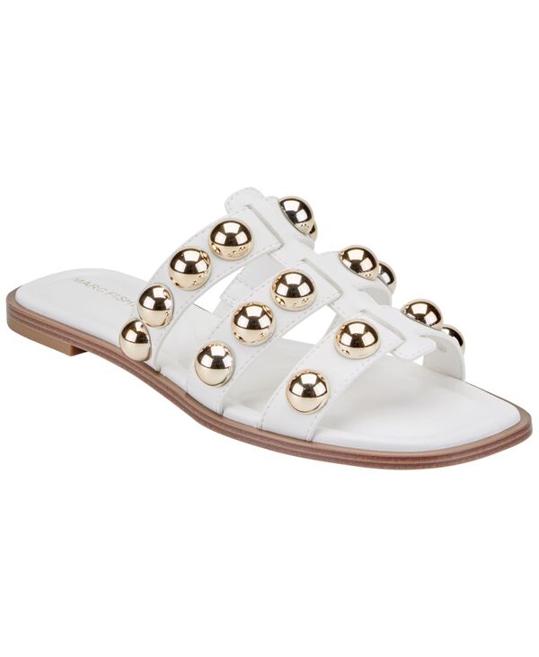 マークフィッシャー レディース シューズ スリッポン・ローファー サンダル Marc Fisher Women\u0027s Zalary Ornamented Strappy Slip-On Sandals White/Gold 白いこと
