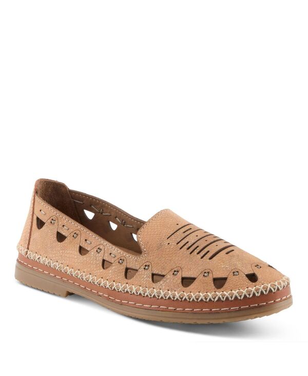 スプリングステップ レディース シューズ スリッポン・ローファー レザー Spring Step Anoura Women s Leather Slip-on with Laser-cut Style and Comfort Peach croco ピーチ