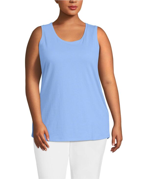 ランズエンド レディース トップス シャツ プラスサイズ コットン Lands' End Plusize Supima Cotton Tunic Tank Top Clear blue sky ブルー