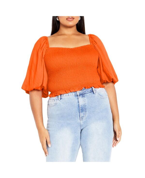シティーシック レディース トップス シャツ プラスサイズ CITY CHIC Plusize Poppie Top Tangerine tango タンジェリン