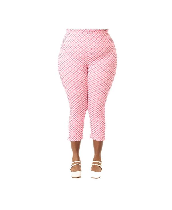 ユニークビンテージ レディース ボトムス カジュアルパンツ プラスサイズ キャップ Unique Vintage Plusize Rachelle Capri Pants Pink gingham ピンク