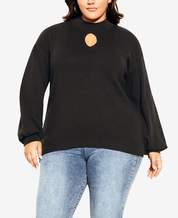 シティーシック レディース アウター ニット・セーター プラスサイズ CITY CHIC Plusizevelyn Sweater Black ブラック