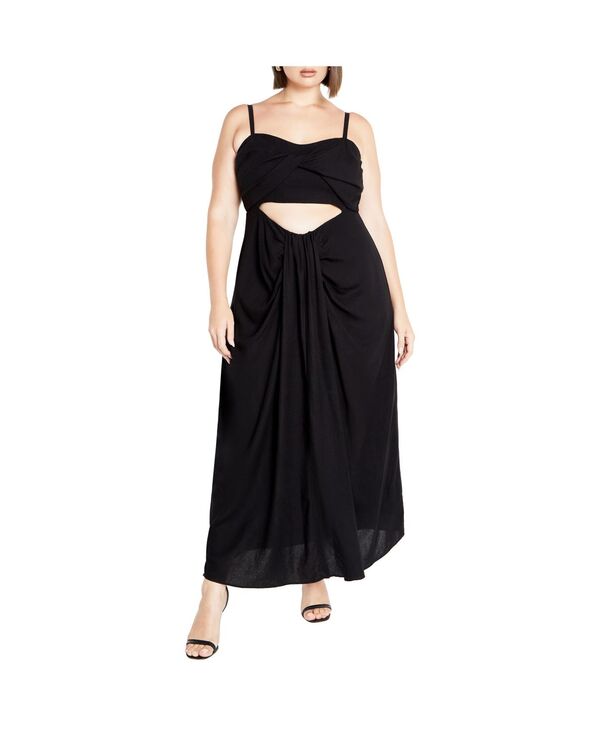 シティーシック レディース トップス ワンピース プラスサイズ マキシ CITY CHIC Plusize April Maxi Dress Black ブラック