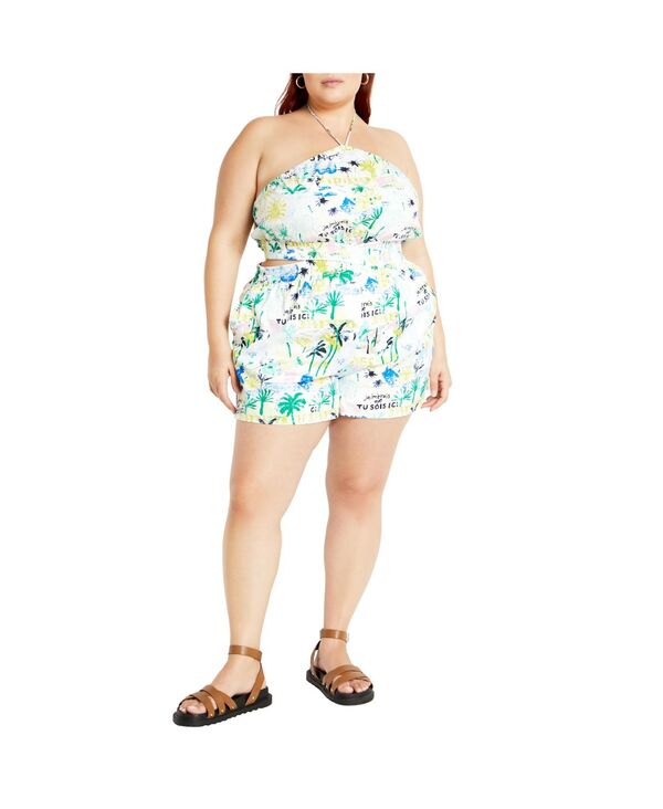 シティーシック レディース ボトムス ハーフパンツ・ショーツ ロンパース CITY CHIC Women's Almay Romper Green postcards グリーン