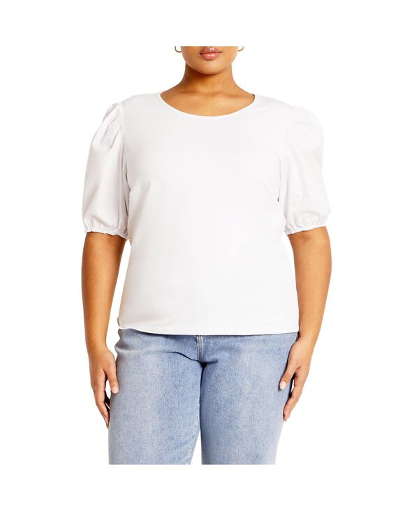 シティーシック レディース トップス シャツ プラスサイズ CITY CHIC Plusize Tara Top White ホワイト