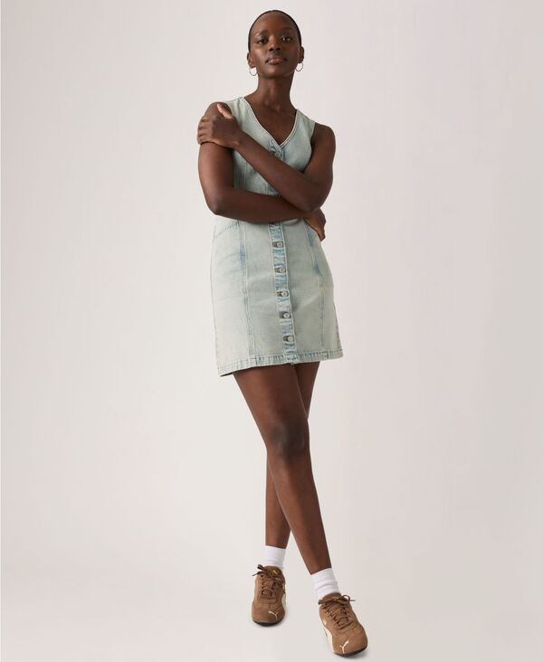 リーバイス レディース トップス ワンピース ベスト デニム Levi's Women's Vianna Denim Button-Front Vest Dress A Little Hazy Dress デニム