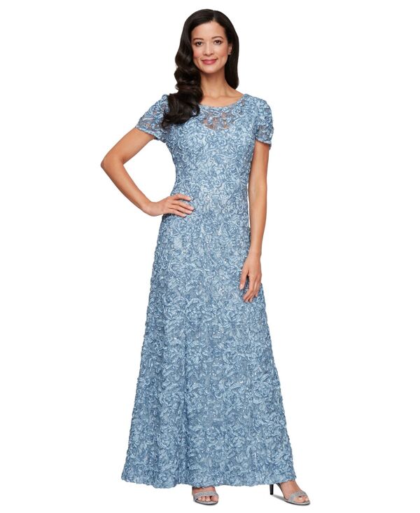 アレックスイブニングス レディース トップス ワンピース A ライン スパンコール Alex Evenings Women'soutache Sequin A-Line Dressky Blue ブルー