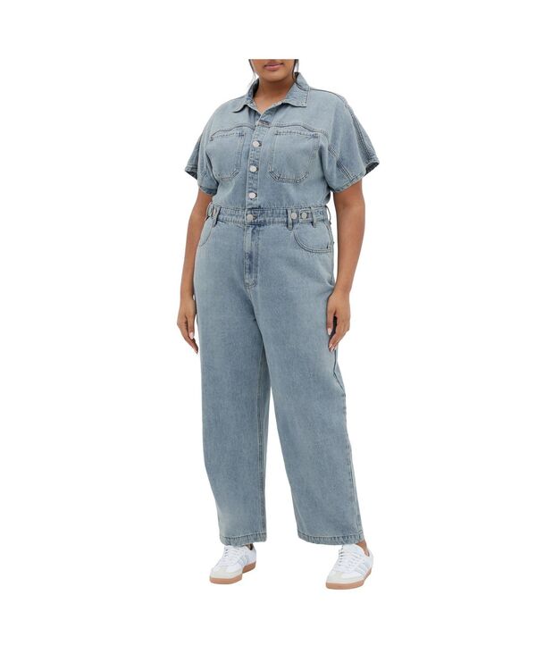 シティーシック レディース トップス ワンピース プラスサイズ CITY CHIC Plusize Karsyn Boiler Suit Light denim デニム