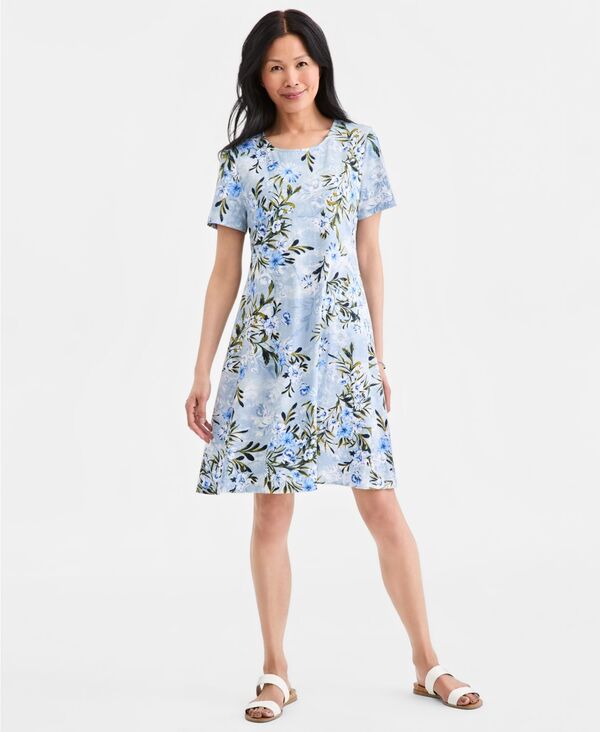スタイルアンドコー レディース トップス ティーシャツ衣裳 刷り上げる 半袖 Style \u0026 Co Women\u0027s Printed Short-Sleeve T-Shirt Dress Macy\u0027s Exclusive Rain Song Tシャツ・カットソー-レディースファッション