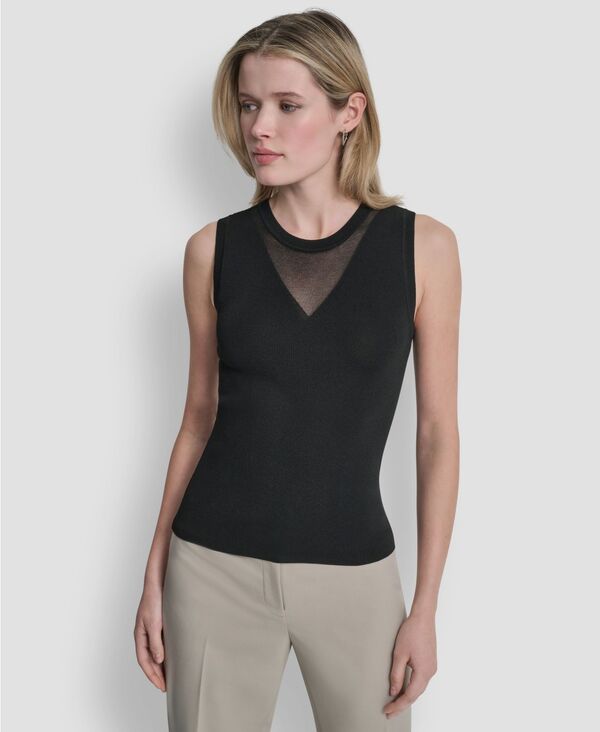 ダナ キャラン ニューヨーク レディース アウター ニット・セーター クルーネック ノースリーブ DKNY Women'sleeveless Crewneck Sweater Top Black ブラック