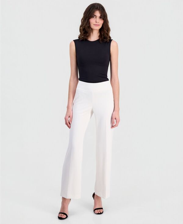 アンクライン レディース ボトムス カジュアルパンツ Anne Klein Women's High-Rise Wide-Leg Pull On Pants White Dove ホワイト