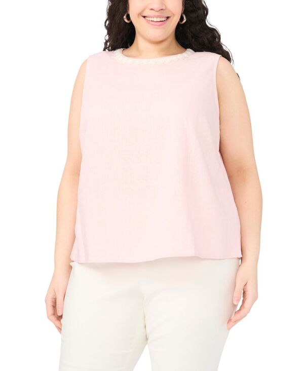 ヴィンスカムート レディース トップス シャツ クルーネック プラスサイズ ノースリーブラウス Vince Camuto Plusize Sleeveless Crewneck Blouse Pink Lilac ピンク