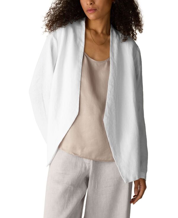 エイリーンフィッシャー レディース アウター ジャケット・ブルゾン アシンメトリー プラスサイズ Eileen Fisher Women's & Plusize Asymmetrical High Collar Cut-Away Jacket White ホワイト