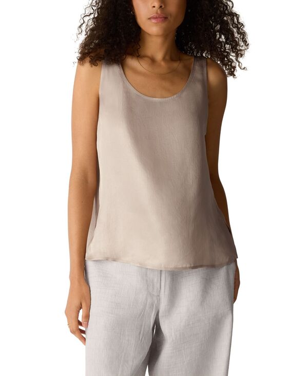 エイリーンフィッシャー レディース トップス タンクトップラスサイズ Eileen Fisher Women's & Plusize Shimmer Scoop Neck Tank Top Wheat｜ReVida 店