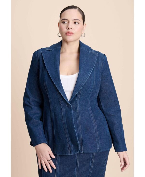 エロクイ レディース アウター ジャケット・ブルゾン デニム ブレザー ELOQUII Women'seamedenim Peplum Blazer Medium wash デニム 29,120円