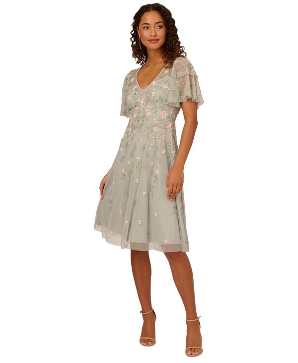 アドリアナ パペル レディース トップス ワンピース Vネック Adrianna Papell Women's V-Neck Beadedress Frosted Sage セージ 47,280円