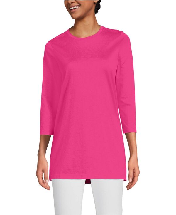 ランズエンド レディース トップス シャツ コットン Lands End Women 3/4 Sleeve Cotton Supima Tunicherry fuchsia フューシャ