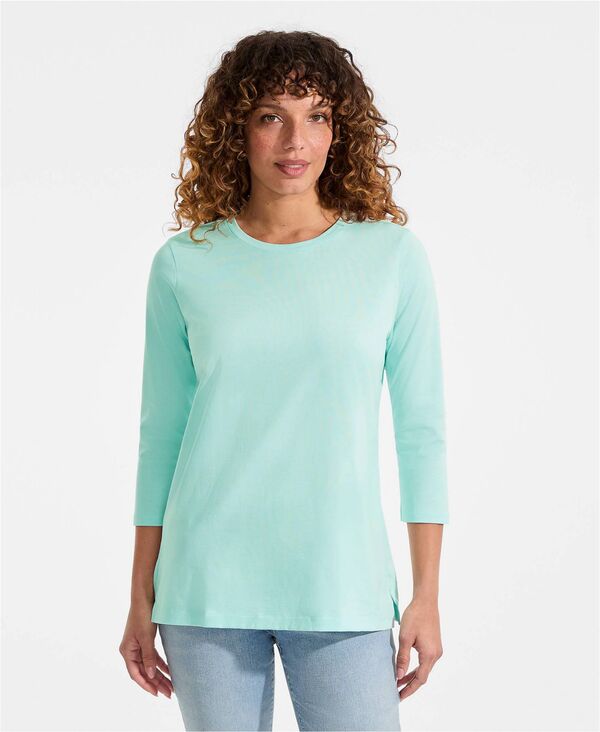 ランズエンド レディース トップス シャツ コットン Lands End Women 3/4 Sleeve Cotton Supima Tunic Pale sky