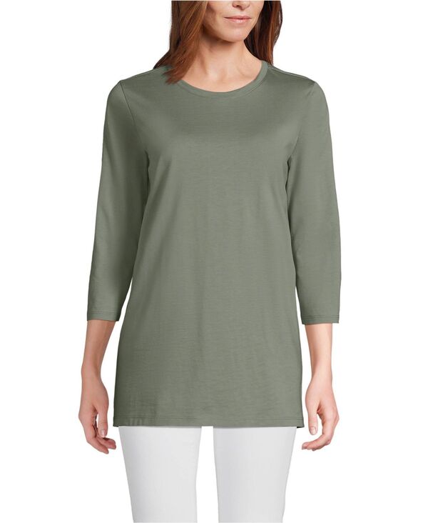 ランズエンド レディース トップス シャツ コットン Lands End Women 3/4 Sleeve Cotton Supima Tunic Sage セージ
