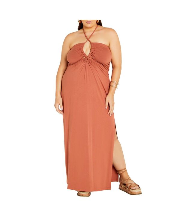 シティーシック レディース トップス ワンピース マキシ CITY CHIC Women's Miley Maxi Dress Tan タン｜ReVida 店