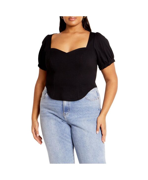 シティーシック レディース トップス シャツ CITY CHIC Women's Corset Puff Top Black ブラック 10,765円