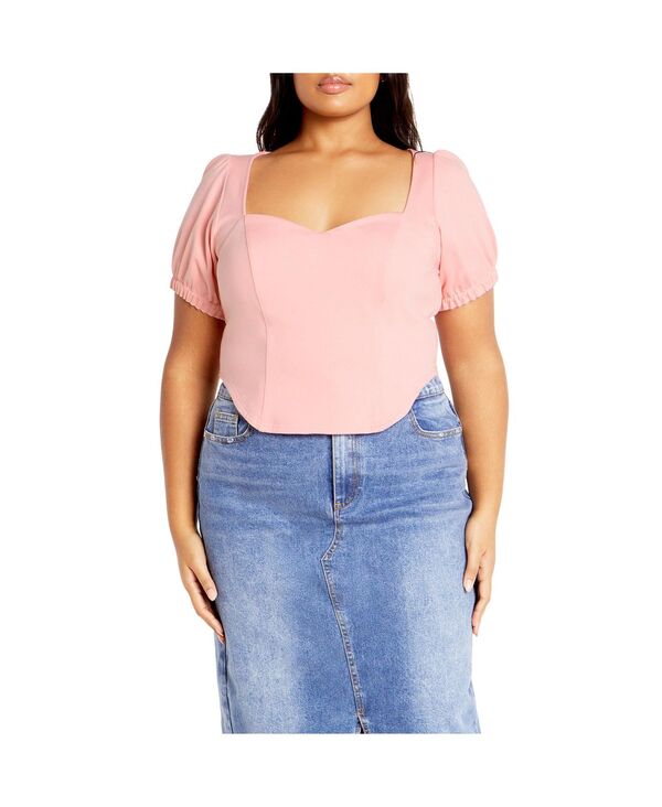 シティーシック レディース トップス シャツ CITY CHIC Women's Corset Puff Top Sugar