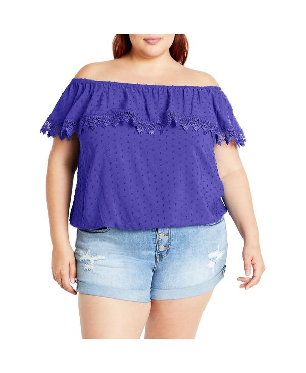 シティーシック レディース トップス シャツ CITY CHIC Women'spot Sara Top Cobalt コバルト｜ReVida 店