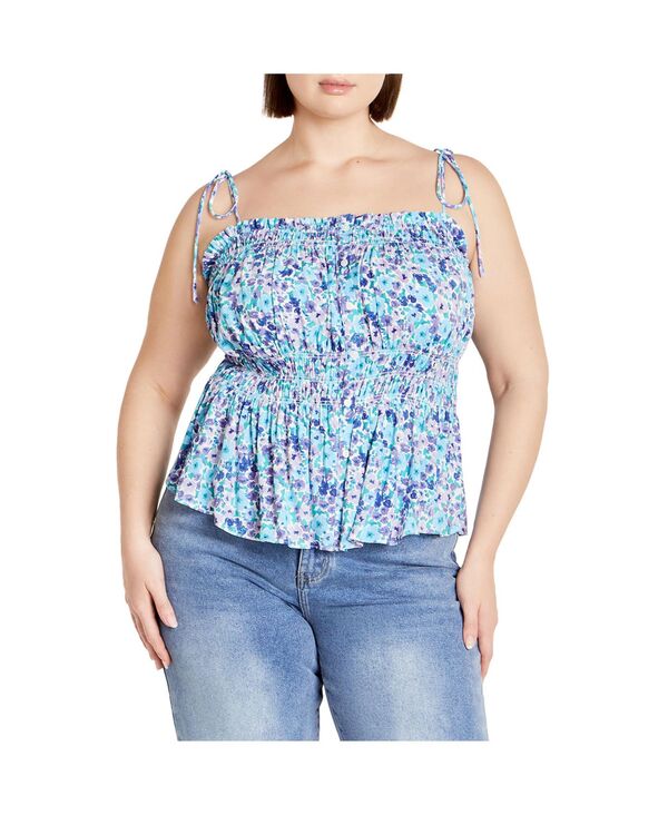 シティーシック レディース トップス シャツ プリント CITY CHIC Women's Lyla Printop Blue ditsy ブルー