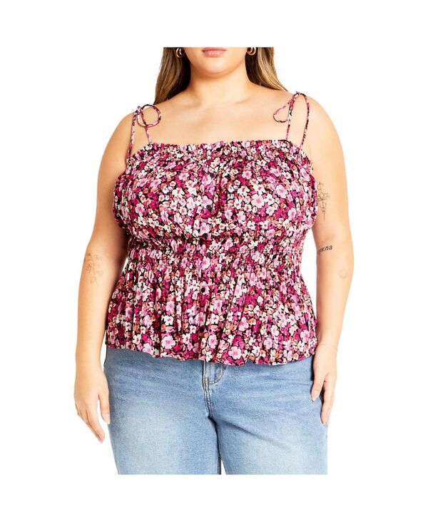 シティーシック レディース トップス シャツ プリント CITY CHIC Women's Lyla Printop Ditsy wave
