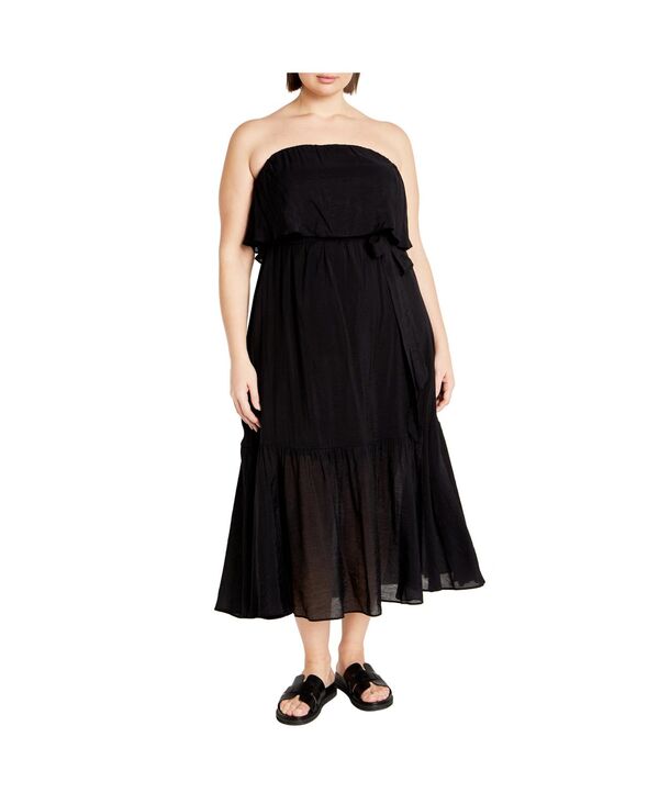 シティーシック レディース トップス ワンピース プラスサイズ マキシ CITY CHIC Plusize Pia Maxi Dress Black ブラック