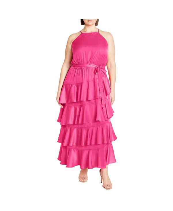 シティーシック レディース トップス ワンピース マキシ CITY CHIC Women's Joelle Maxi Dressummer pink ピンク|ReVida 店