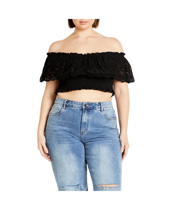 シティーシック レディース トップス シャツ CITY CHIC Women's Jayde Top Black ブラック
