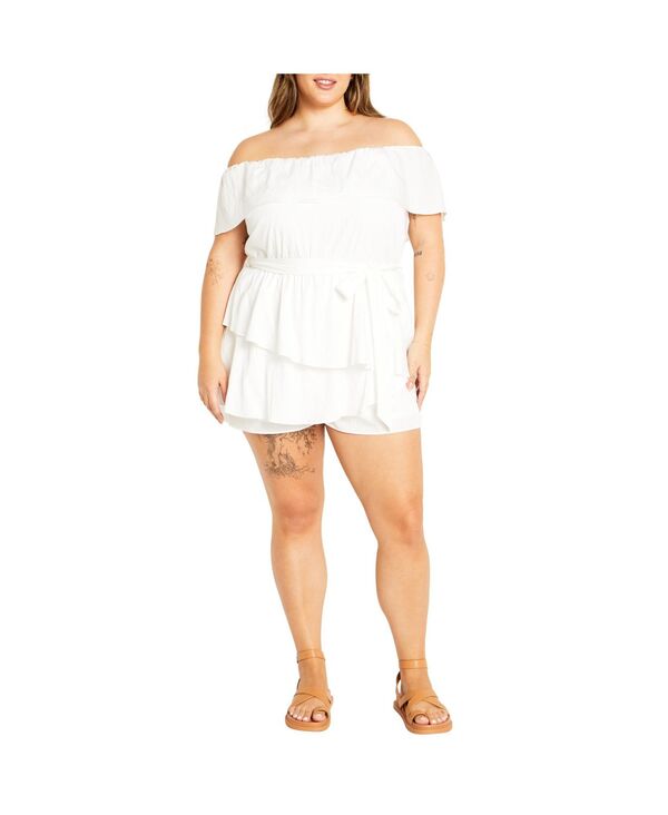 シティーシック レディース ボトムス ハーフパンツ・ショーツ CITY CHIC Women's Kiki Playsuit Ivory アイボリー