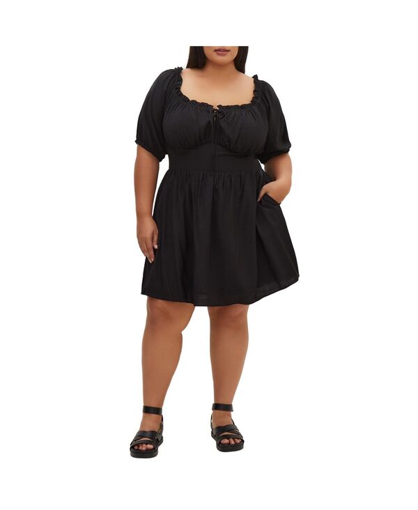 シティーシック レディース トップス ワンピース プラスサイズ CITY CHIC Plusize Mela Dress Black ブラック