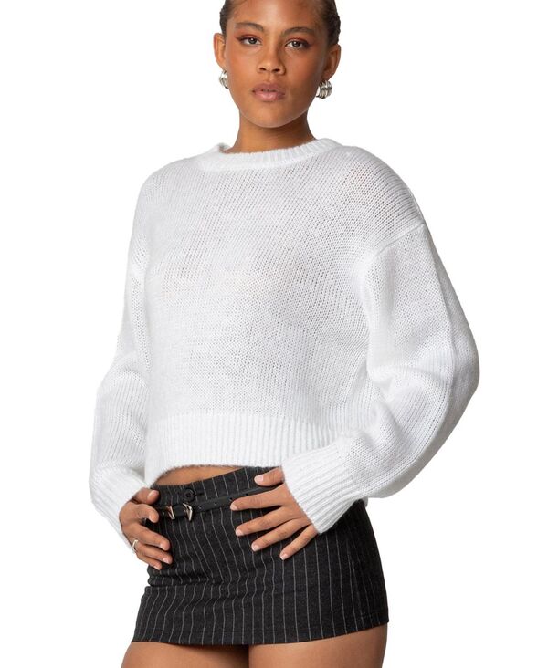 アディクテッド レディース アウター ニット・セーター Edikted Womens Kyrah Oversized Knit Sweater White ホワイト
