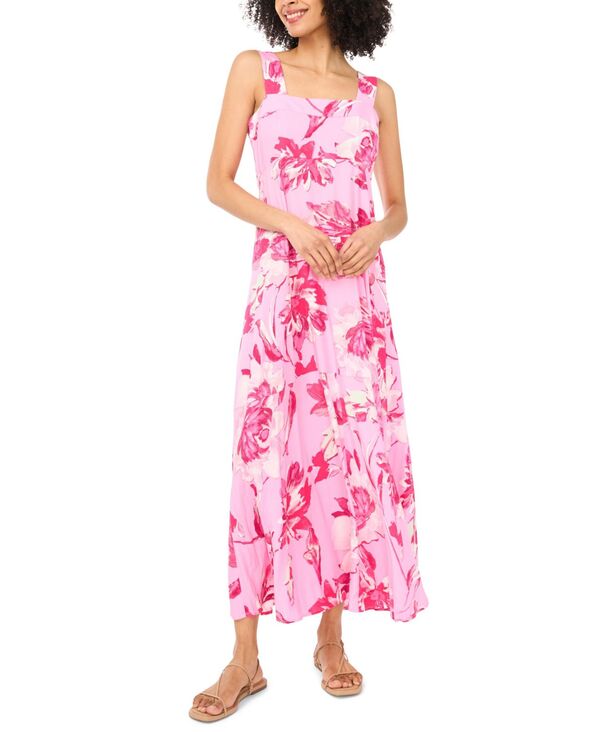ヴィンスカムート レディース トップス ワンピース フラワー柄 ノースリーブ シャーリング マキシ フラワー Vince Camuto Women's Floral Square-Neck Smocked-Back Sleeveless Maxi Dress Raspberry Sorbet 15,386円