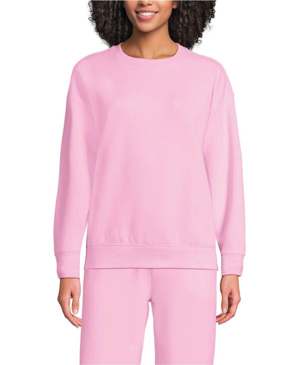 ランズエンド レディース アウター パーカー・スウェット クルーネック シャツ Lands' End Women's Relaxed Seriousweats Long Sleeve Crewneck Sweatshirt Pink moonstone ピンク｜ReVida 店
