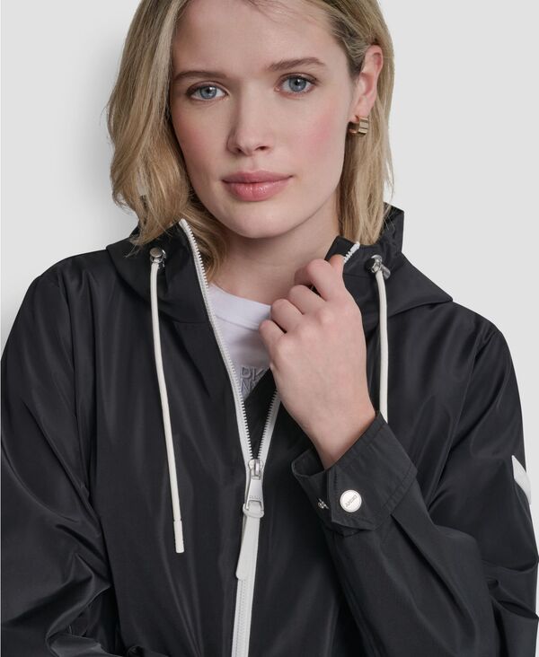 ダナ キャラン ニューヨーク レディース アウター ジャケット・ブルゾン コート DKNY Women'sporty Anorak Hooded Raincoat Black ブラック