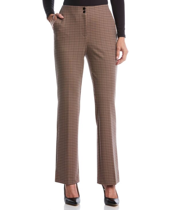 ラファエラ レディース ボトムス カジュアルパンツ ブーツカット プチ プリント ブーツ Rafaella Petite Plaid Print Ponte Bootcut Pants Brown ブラウン