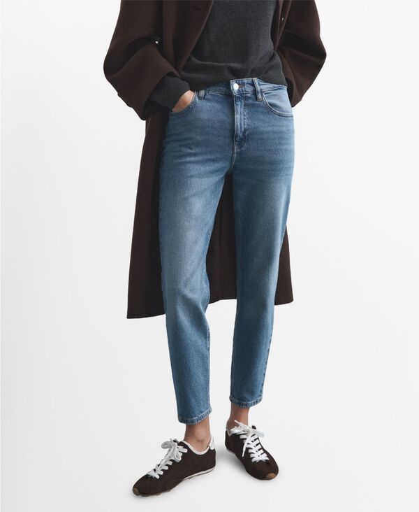 マンゴ レディース ボトムス デニムパンツ ジーンズ MANGO Women's New Mom Comfort High-Rise Jeans Medium Blue ブルー