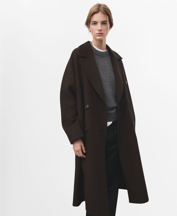 マンゴ レディース アウター ジャケット・ブルゾン ウール コート MANGO Women's Handmade Oversized Wool Coat Chocolate チョコレート