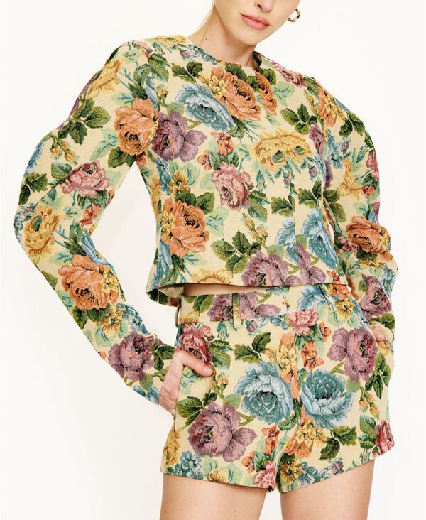 ラインアンドドット レディース アウター ジャケット・ブルゾン フラワー柄 フラワー Line & Dot Women's Cambria Floral Zipper-Front Jacket Yellow multi イエロー