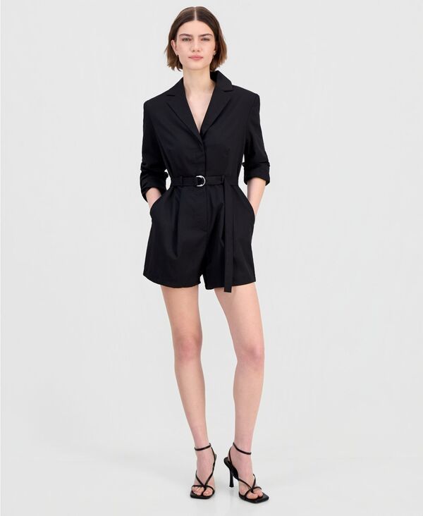 バースリー レディース アウター ジャケット・ブルゾン ロンパース ブレザー Bar III Women's Belted Blazeromper Macy's Exclusive Deep Black ブラック