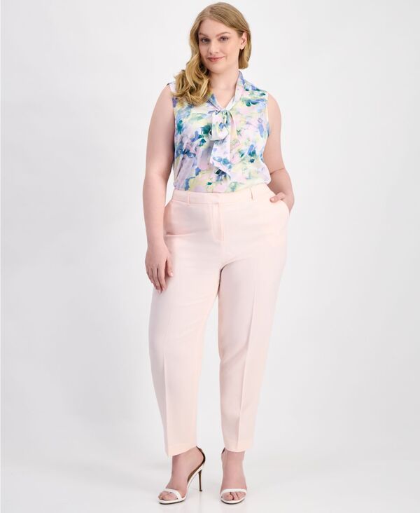 タハリエーエスエル レディース ボトムス カジュアルパンツ プラスサイズ Tahari ASL Plusize Classic Press-Pleat Straight-Leg Pants Tea Rose