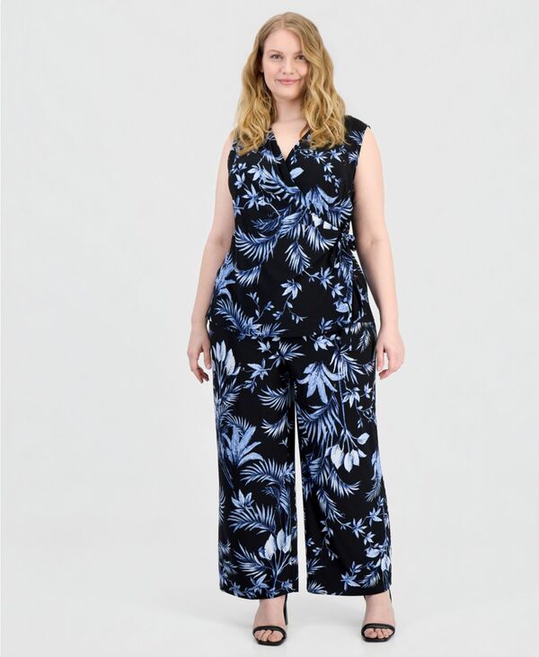 アンクライン レディース ボトムス カジュアルパンツ プラスサイズ Anne Klein Plusize High Rise Wide-Leg Pull-On Pants Anne Black Multi ブラック