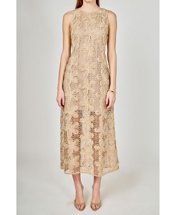エンドレスローズ レディース トップス ワンピース レース マキシ endless rose Women's Lace Cami Maxi Dress Taupe トープ