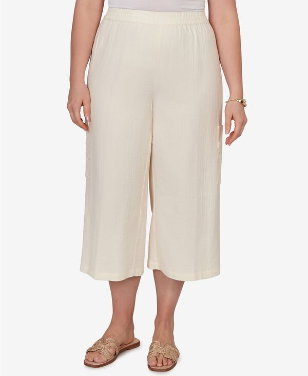 ルビーアールディー レディース ボトムス カジュアルパンツ プラスサイズ キャップ Ruby Rd. Plusize Gauzeyelet Cargo Pull-On Capri Pants Natural