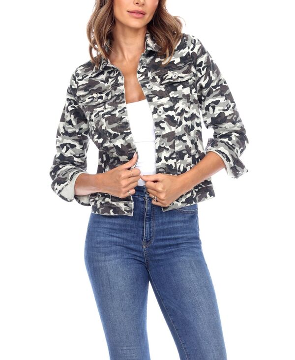 ホワイトマーク レディース アウター ジャケット・ブルゾン デニム White Mark Women's Camo Denim Jacket Gray Army グレー｜ReVida 店