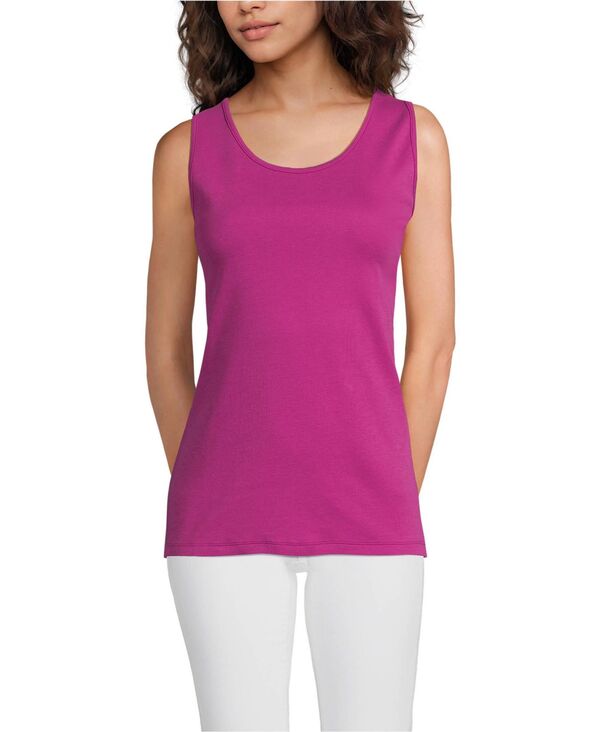 ランズエンド レディース トップス シャツ トール コットン Lands' End Women's Tall Cotton Tank Top Raspberry sorbet