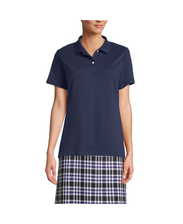 ランズエンド レディース トップス シャツ ミニ Lands' End Women'short Sleeve Feminine Fit Interlock Polo Shirt Classic navy ネイビー